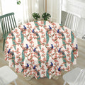 Cherry Blossom Peacock Print Waterproof Round Tablecloth