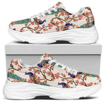 Cherry Blossom Peacock Print White Chunky Shoes