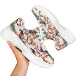 Cherry Blossom Peacock Print White Chunky Shoes