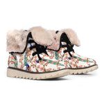 Cherry Blossom Peacock Print Winter Boots