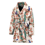 Cherry Blossom Peacock Print Women's Bathrobe