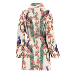 Cherry Blossom Peacock Print Women's Bathrobe