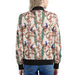 Cherry Blossom Peacock Print Women's Bomber Jacket