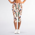 Cherry Blossom Peacock Print Women's Capri Leggings