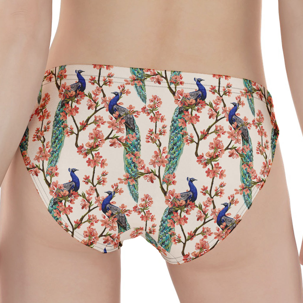 Cherry Blossom Peacock Print Women's Panties