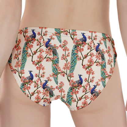 Cherry Blossom Peacock Print Women's Panties