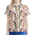 Cherry Blossom Peacock Print Women's Polo Shirt