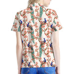 Cherry Blossom Peacock Print Women's Polo Shirt