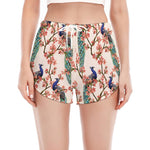 Cherry Blossom Peacock Print Women's Split Running Shorts