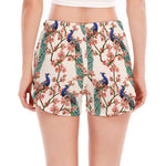 Cherry Blossom Peacock Print Women's Split Running Shorts