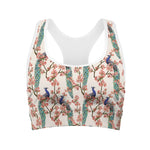 Cherry Blossom Peacock Print Women's Sports Bra