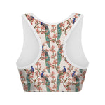 Cherry Blossom Peacock Print Women's Sports Bra