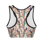 Cherry Blossom Peacock Print Women's Sports Bra