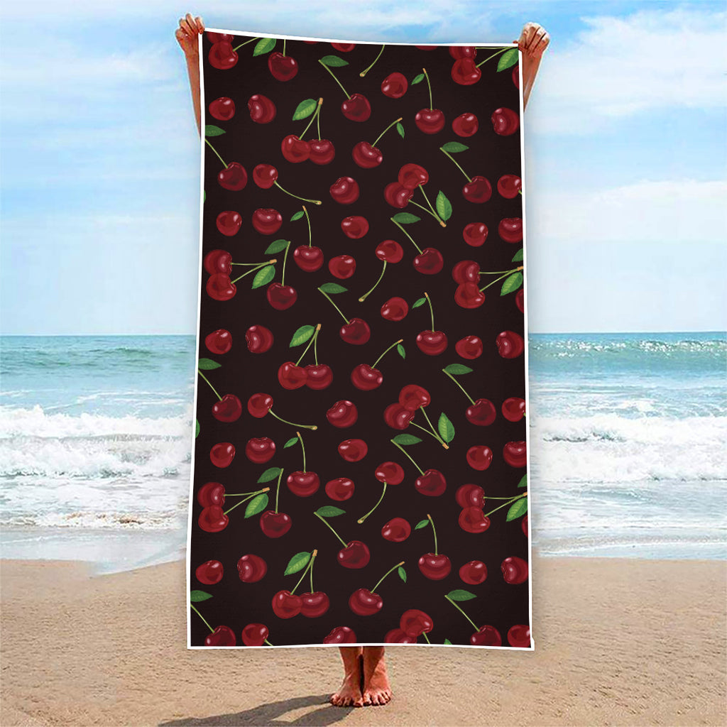 Cherry Fruit Pattern Print Beach Towel