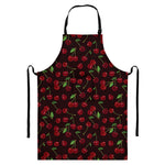 Cherry Fruit Pattern Print Bib Apron With Pocket