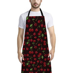Cherry Fruit Pattern Print Bib Apron With Pocket
