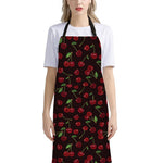 Cherry Fruit Pattern Print Bib Apron With Pocket