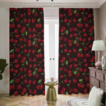 Cherry Fruit Pattern Print Blackout Pencil Pleat Curtains