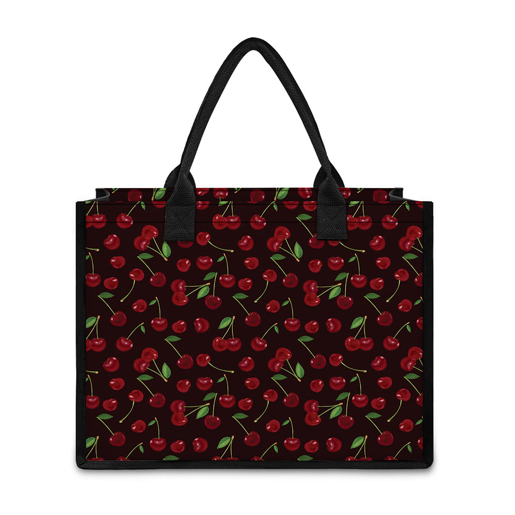 Cherry Fruit Pattern Print Canvas Tote Bag