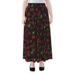 Cherry Fruit Pattern Print Chiffon Maxi Skirt