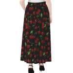 Cherry Fruit Pattern Print Chiffon Maxi Skirt