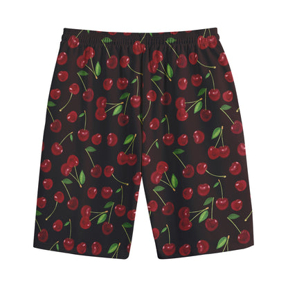 Cherry Fruit Pattern Print Cotton Shorts