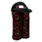 Cherry Fruit Pattern Print Double Neoprene Wine Tote