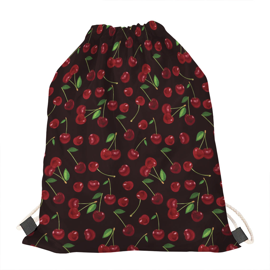 Cherry Fruit Pattern Print Drawstring Bag