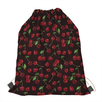 Cherry Fruit Pattern Print Drawstring Bag