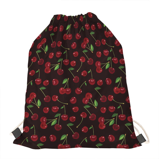Cherry Fruit Pattern Print Drawstring Bag