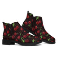 Cherry Fruit Pattern Print Flat Ankle Boots