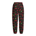 Cherry Fruit Pattern Print Fleece Lined Knit Pants