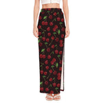 Cherry Fruit Pattern Print High Slit Maxi Skirt