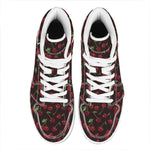 Cherry Fruit Pattern Print High Top Leather Sneakers