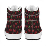 Cherry Fruit Pattern Print High Top Leather Sneakers