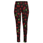 Cherry Fruit Pattern Print High-Waisted Pocket Leggings