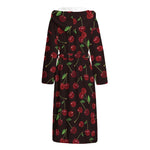 Cherry Fruit Pattern Print Hooded Bathrobe