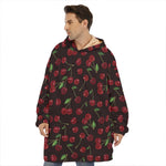 Cherry Fruit Pattern Print Hoodie Blanket