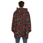Cherry Fruit Pattern Print Hoodie Blanket