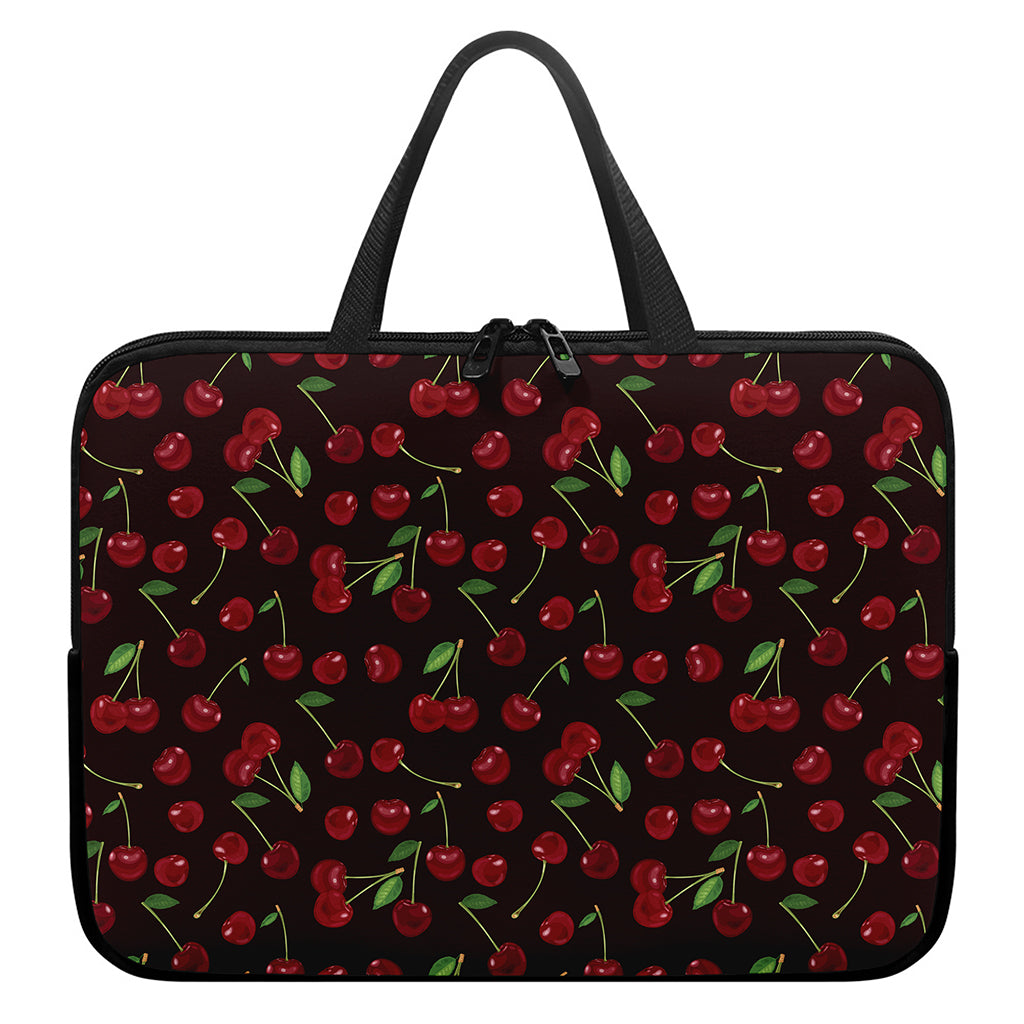 Cherry Fruit Pattern Print Laptop Sleeve With Handle
