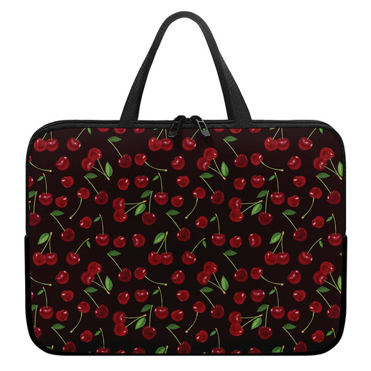 Cherry Fruit Pattern Print Laptop Sleeve With Handle