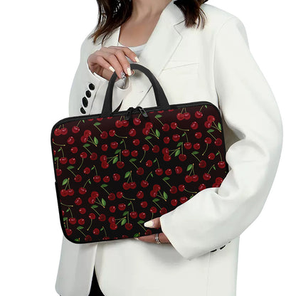 Cherry Fruit Pattern Print Laptop Sleeve With Handle