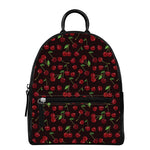 Cherry Fruit Pattern Print Leather Backpack
