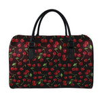 Cherry Fruit Pattern Print Leather Duffle Bag