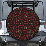 Cherry Fruit Pattern Print Leather Spare Tire Cover