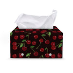 Cherry Fruit Pattern Print Leather Tissue Box Cover