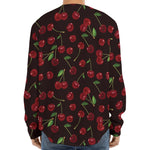 Cherry Fruit Pattern Print Long Sleeve Baseball Jersey