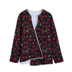 Cherry Fruit Pattern Print Long Sleeve Short Coat