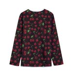 Cherry Fruit Pattern Print Long Sleeve Short Coat