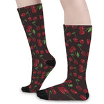 Cherry Fruit Pattern Print Long Socks